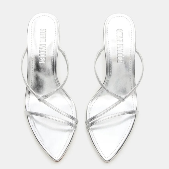 Steve Madden Shoes - Steve Madden Silver Pointed Heel Sandals